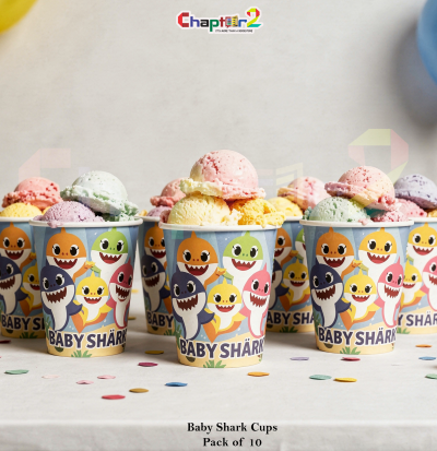 Baby Shark Theme Party Cups 3 Inch Pack of 10 – Disposable Kids Birthday Cups for Baby Shark Party Decor