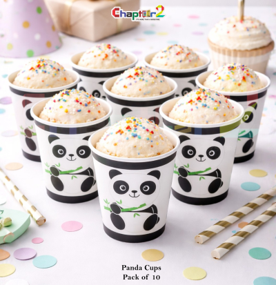 Panda Printed Disposable Party Cups – 3 Inch Mini Dessert Cups (Pack of 10)
