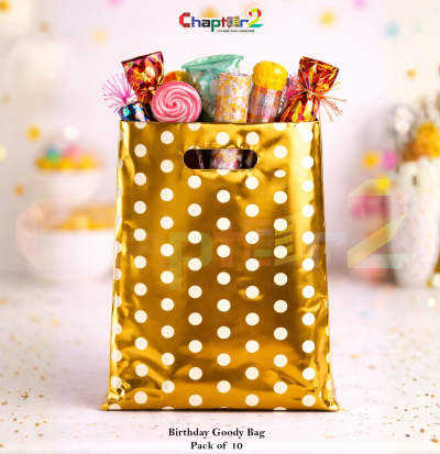 Gold Polka Dot Birthday Goody Bags Pack of 10 – 10 x 6.5 Inches Premium Party Favor Bags