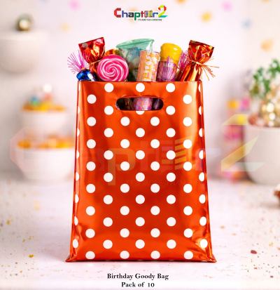 Red Polka Dot Birthday Goody Bags Pack of 10 – 10 x 6.5 Inches Party Favor Bags for Kids