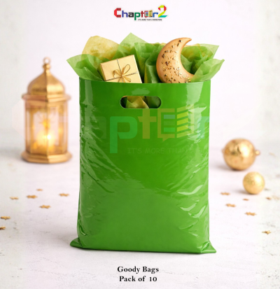Plain Green Goody Bags 10 x 6.5 Inches Pack of 10 – Premium Party Favor Bags Gift Packaging Bags