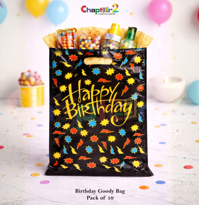 Happy Birthday Black Confetti Goody Bags Pack of 10 – 10 x 6.5 Inches Party Favor Bags for Kids