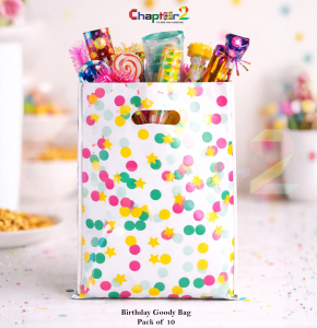 Confetti Birthday Goody Bags Pack of 10 – 10 x 6.5 Inches Multicolor Party Favor Bags for Kids