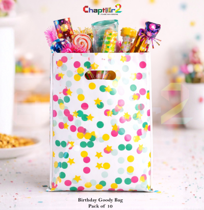 Confetti Birthday Goody Bags Pack of 10 – 10 x 6.5 Inches Multicolor Party Favor Bags for Kids