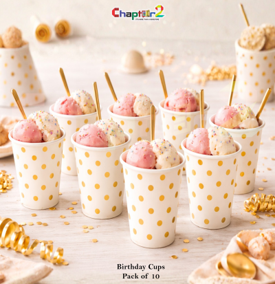 White & Gold Polka Dot Disposable Party Cups – 3 Inch Mini Dessert Cups (Pack of 10)