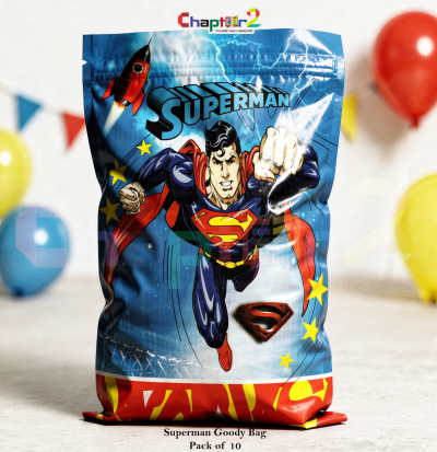 Superman Theme Goody Bags Pack of 10 – 10 x 6.5 Inches Kids Birthday Party Favor Bags