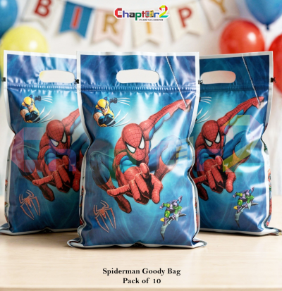 Spiderman Theme Goody Bags Pack of 10 – 10 x 6.5 Inches Kids Birthday Party Favor Bags