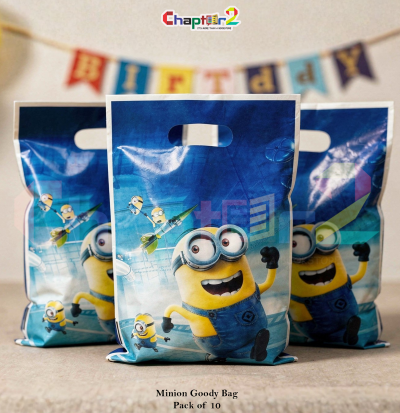 Minions Theme Goody Bags Pack of 10 – 10 x 6.5 Inches Kids Birthday Party Favor Bags