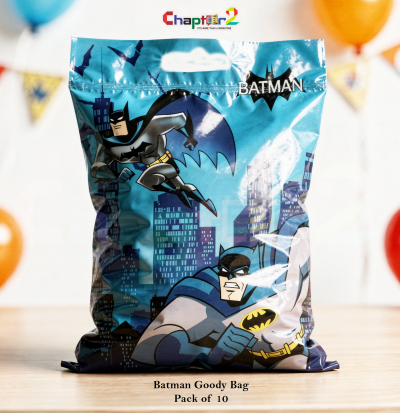 Batman Theme Goody Bags Pack of 10 – 10 x 6.5 Inches Superhero Party Favor Bags for Kids