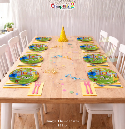 Jungle Theme Disposable Party Plates 7x7 Inches – Pack of 19 | Kids Birthday Party Tableware Pakistan