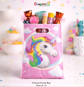 Unicorn Theme Goody Bags Pack of 10 – 10 x 6.5 Inches Kids Birthday Party Favor Bags