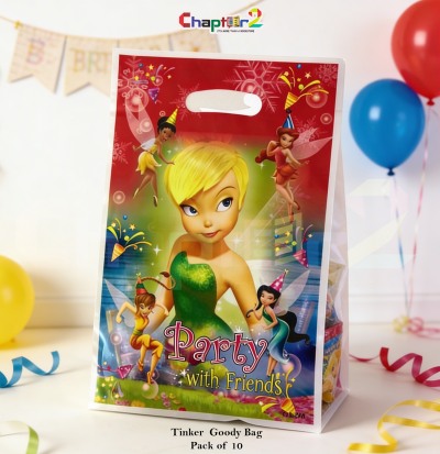 Tinkerbell Theme Goody Bags Pack of 10 – 10 x 6.5 Inches Fairy Party Favor Bags for Kids Birthday