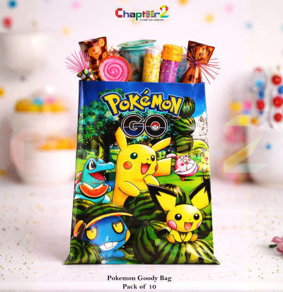 Pokemon Theme Goody Bags 10 x 6.5 Inches Pack of 10 – Kids Birthday Party Favor Bags Cartoon Gift Bags