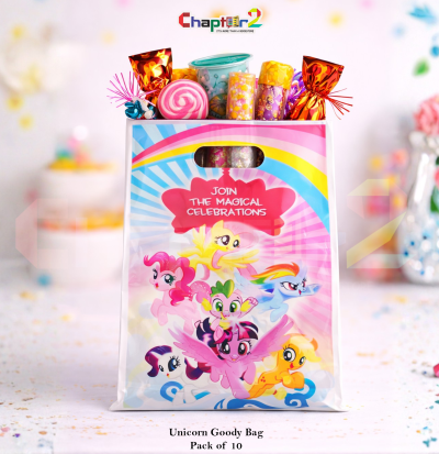 Unicorn Theme Goody Bags 10 x 6.5 Inches Pack of 10 – Kids Birthday Party Favor Bags Cartoon Gift Bags