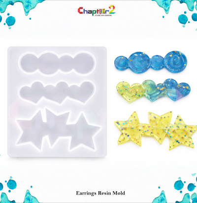 Multi Shape Earrings Resin Mold | Silicone Jewelry Mold for Hearts, Stars & Circle DIY Epoxy Crafts