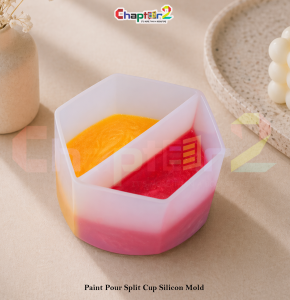Paint Pour Split Cup Silicone Mold – Multi-Channel Fluid Art Pouring Cup for Acrylic Paint, Resin & DIY Craft