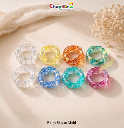 Rings Silicone Mold – 9 Cavity Round Ring Resin, Candle & Jewelry Mold (Approx. 8x6 Inch)