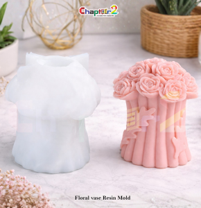 3D Floral Vase Resin Mold | Rose Flower Silicone Mold for Epoxy Vase, Candle Holder & DIY Home Décor