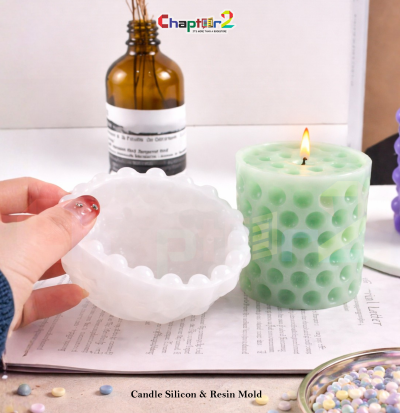 Cylinder Candle Holder Resin Mold | Bubble Pattern Silicone Mold for Epoxy Candle Jar, Planter & DIY Home Décor