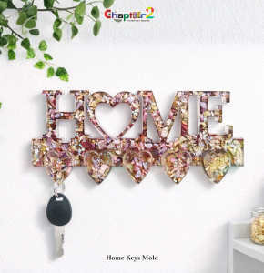 Home Key Holder Resin Mold | Silicone Wall Hanging Key Rack Mold with Heart Hooks for Epoxy Crafts