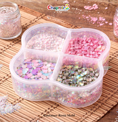 4-Compartment Resin Storage Container Mold | Epoxy Organizer Box Mold | Multi-Section Silicone Mold