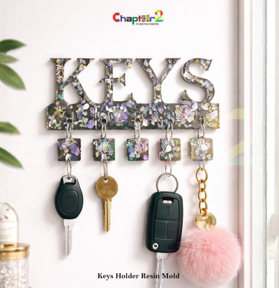 Key Holder Resin Mold with Hooks | Silicone Epoxy Mold for Wall Key Organizer & Home Decor