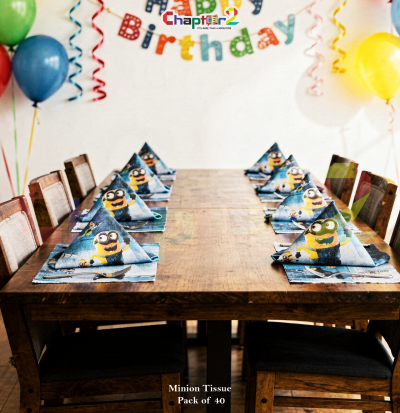 Minion Party Tissue Napkins Pack of 40 – 6x6 Inches Kids Birthday Disposable Paper Napkins