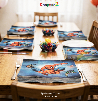 Spiderman Party Tissue Napkins Pack of 40 – 6x6 Inches Kids Birthday Disposable Paper Napkins
