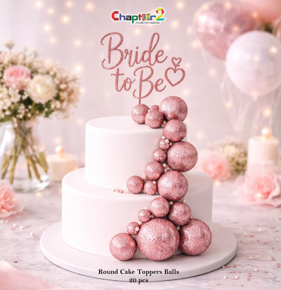 Pink Glitter Cake Decoration Balls Set – 20pcs Round Cake Topper Balls for Birthday, Wedding & Party Decor