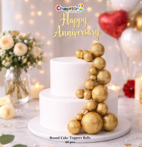 Gold Glitter Cake Decoration Balls Set – 20pcs Round Cake Topper Balls for Birthday, Wedding & Party Decor