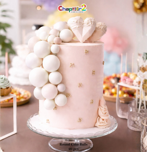 Cream White Cake Decoration Balls Set – 20pcs Round Cake Topper Balls for Birthday, Wedding & Party Decor