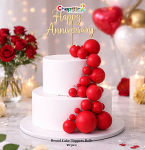 Red Cake Decoration Balls Set – 20pcs Round Cake Topper Balls for Birthday, Wedding & Party Decor