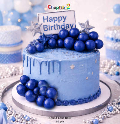 Royal Blue Cake Decoration Balls Set – 20pcs Round Cake Topper Balls for Birthday, Wedding & Party Decor