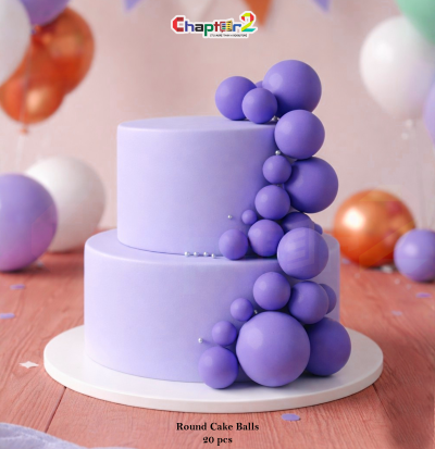 Purple Round Cake Balls Topper Set – 20 pcs Modern Cake Decoration Balls for Birthday & Event Cakes