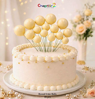 Yellow Round Cake Balls Topper Set – 20 pcs Modern Cake Decoration Balls for Birthday & Event Cakes