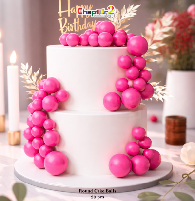Hot Pink Round Cake Balls Topper Set – 20 pcs Elegant Cake Decoration Balls for Birthday & Party Cakes