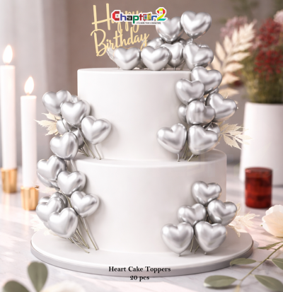 Heart Cake Toppers Set – 20 pcs Cake Decoration Picks for Birthday, Anniversary & Party Cakes