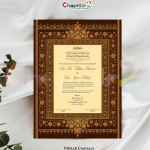 Royal Vintage Gold & Maroon Personalized Nikkah Contract – Luxury Islamic Marriage Certificate with Regal Floral Border - a3