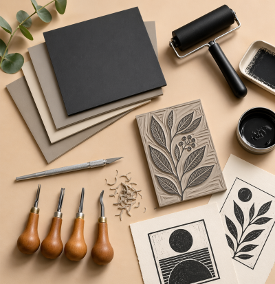 Lino Sheet and Tools