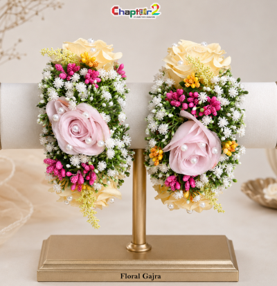 Multicolor Artificial Floral Gajra Bracelet Pair for Mehndi, Mayun & Wedding Events