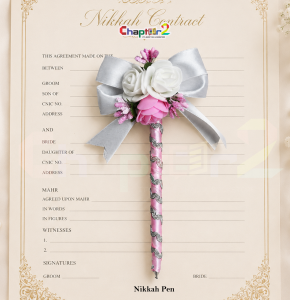 Pink & White Floral Nikkah Pen for Wedding & Nikkah Ceremony