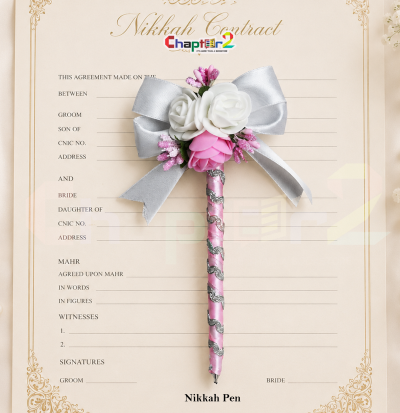 Pink & White Floral Nikkah Pen for Wedding & Nikkah Ceremony