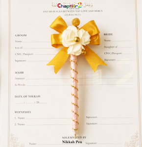 Golden Yellow Floral Nikkah Pen for Wedding & Nikkah Ceremony
