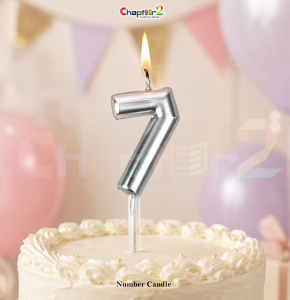 Number 7 Birthday Candle – Silver 2.5 Inch Cake Topper Candle