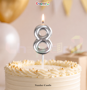 Number 8 Birthday Candle – Silver 2.5 Inch Cake Topper Candle