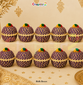 Purple & Golden Round Bidh Box for Wedding & Mehndi Favors – Luxury Decorative Gift Packaging