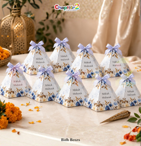 Floral Nikkah Mubarak Pyramid Favor Box – Premium Wedding Gift Packaging Box 4 x 4 Inch