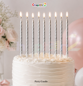 Silver Spiral Birthday Party Candles – Pack of 10 Cake Decoration Candles