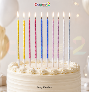 10 Pcs Metallic Spiral Party Candles with Holders – Multicolor Birthday Cake Decoration Candles