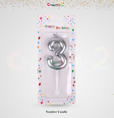 Number 3 Birthday Candle – Silver 2.5 Inch Cake Topper Candle 2 5204434b